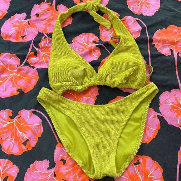 Wild Fable 70s groovy look👀 Lime 🍋‍🟩 Green Bikini👙Beach🏖️Time! Lined. Comfy! - Picture 1 of 17